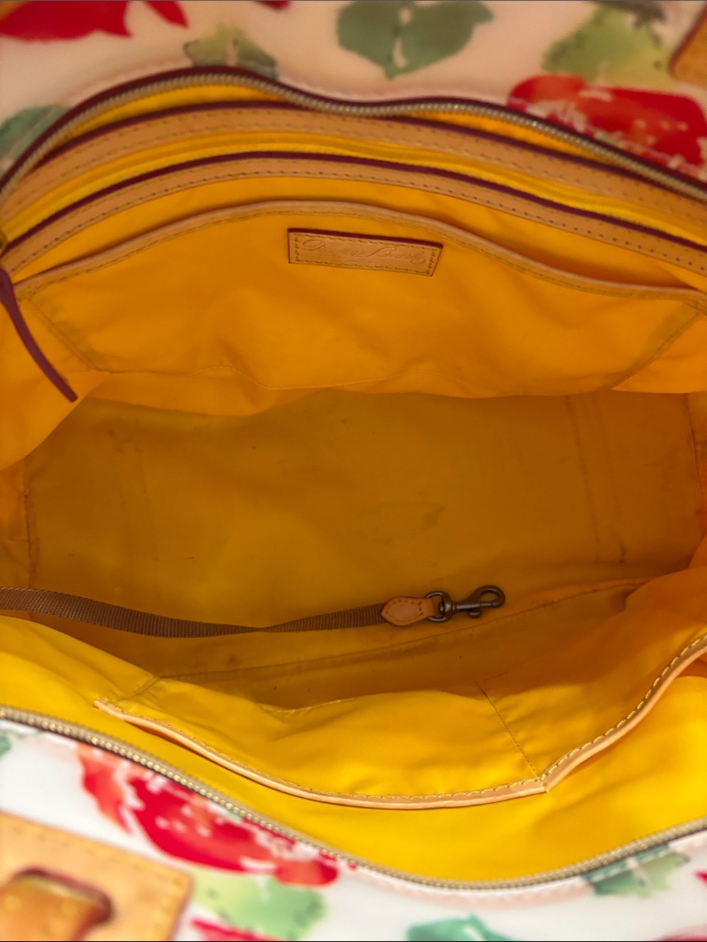 Vintage Dooney & Bourke Floral Tote with Pink, Green, and Orange Accents. - Picture 11 of 16
